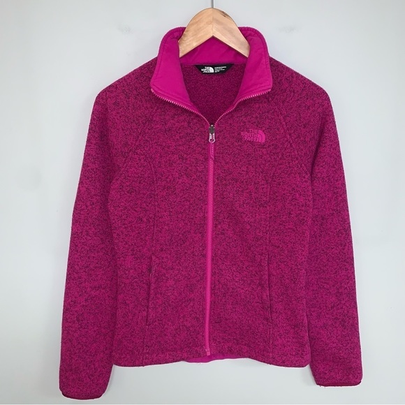The North Face Fleece Sweater Size XS Pink Magenta Heathered Full Zip Jacket - Picture 3 of 9